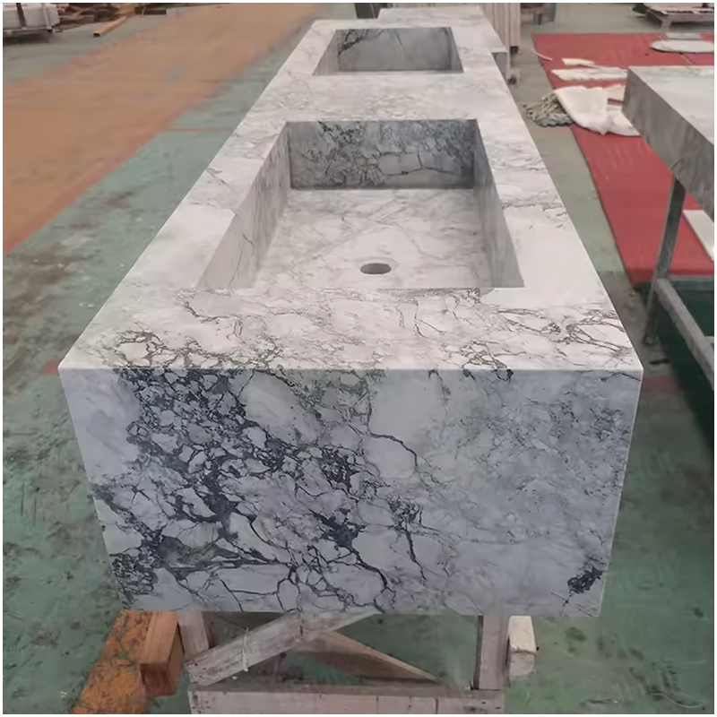 Super White Quartzite Integrated Bathroom Countertops Super White Quartzite Integrated Bathroom Countertops