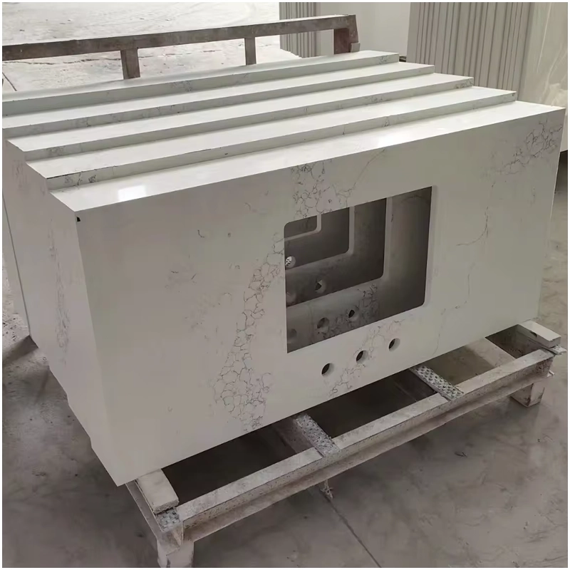 White Marble Look Manufactured Quartz Countertops