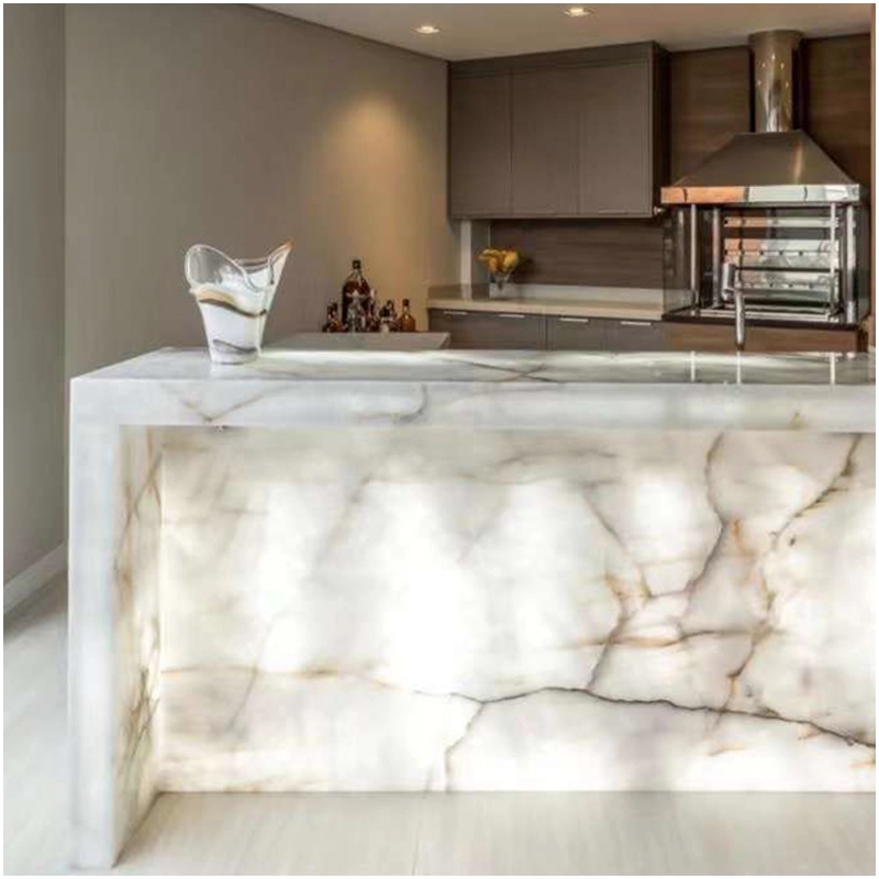 Backlit Cristallo Quartzite Countertops in USA Villas KA UNITED Backlit Cristallo Quartzite Countertops in USA Villas KA UNITED