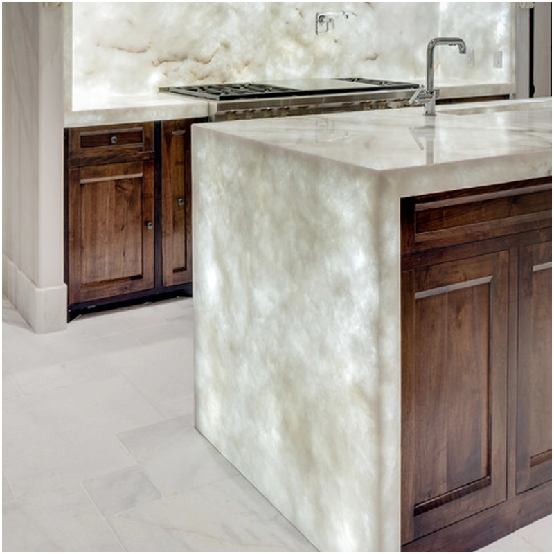 White Cristallo Quartzite Kitchen Countertops in Residences Projects FOR U STONE White Cristallo Quartzite Kitchen Countertops in Residences Projects FOR U STONE