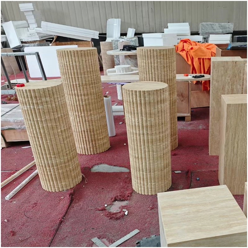 Beige Travertine Plinth Tables