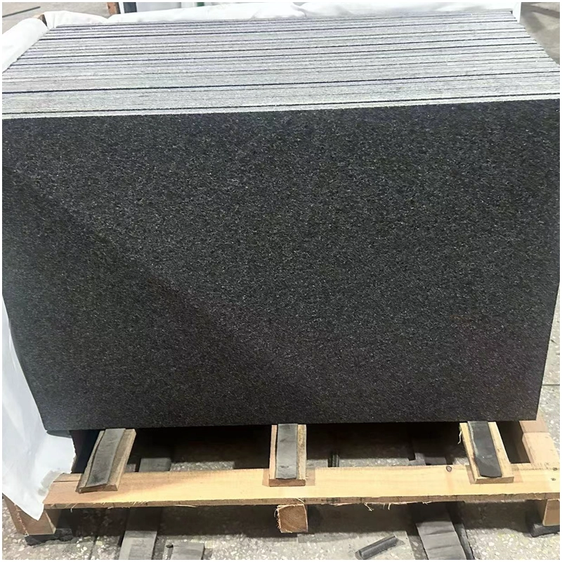 Black Galaxy Granite Tile in Flamed and Brushed Surface
