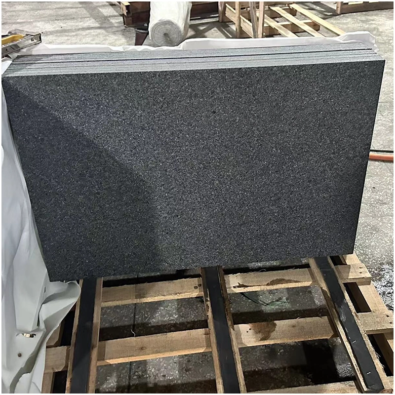 Black Galaxy Granite Tile with Brushed and Flamed