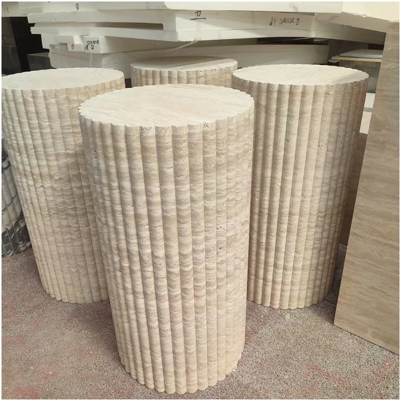 Fluted Beige Travertine Plinth Fluted Beige Travertine Plinth