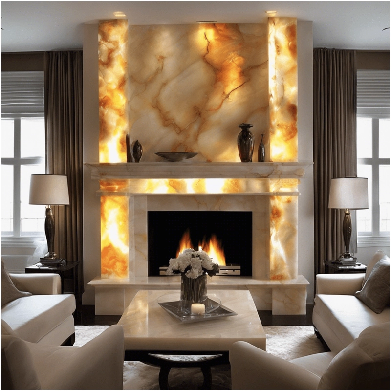 Backlit Onyx Fireplace For Villas FOR U STONE Backlit Onyx Fireplace For Villas FOR U STONE