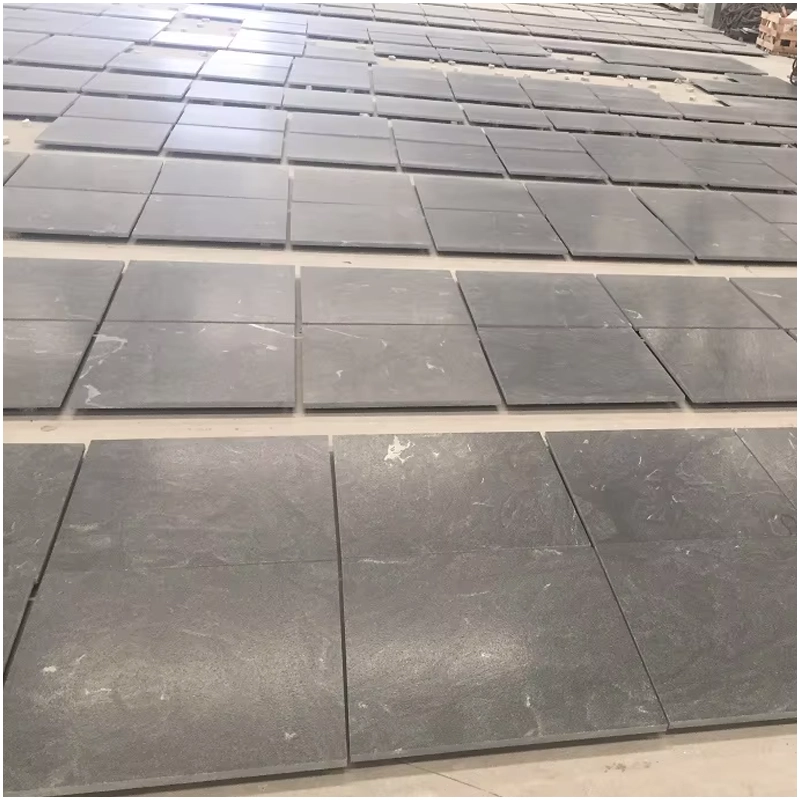 Virginia Mist Black Granite Leathered Tiles