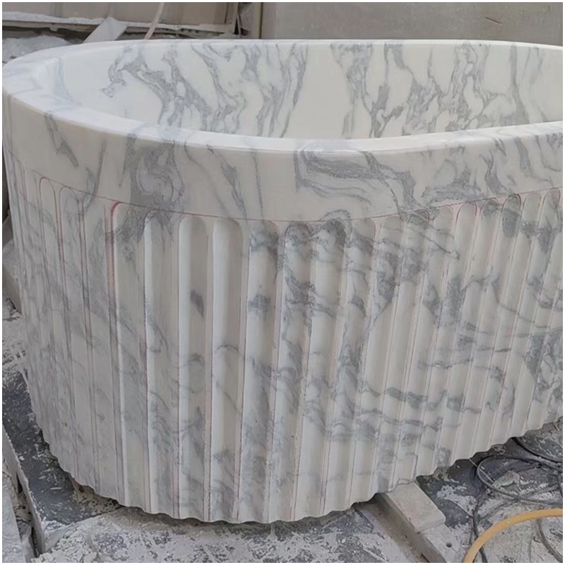 Arabescato White Marble Freestanding Tub