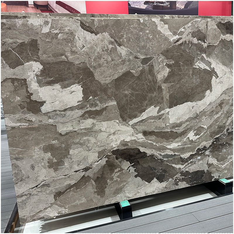 Camouflage Brown Polished Marble Slab