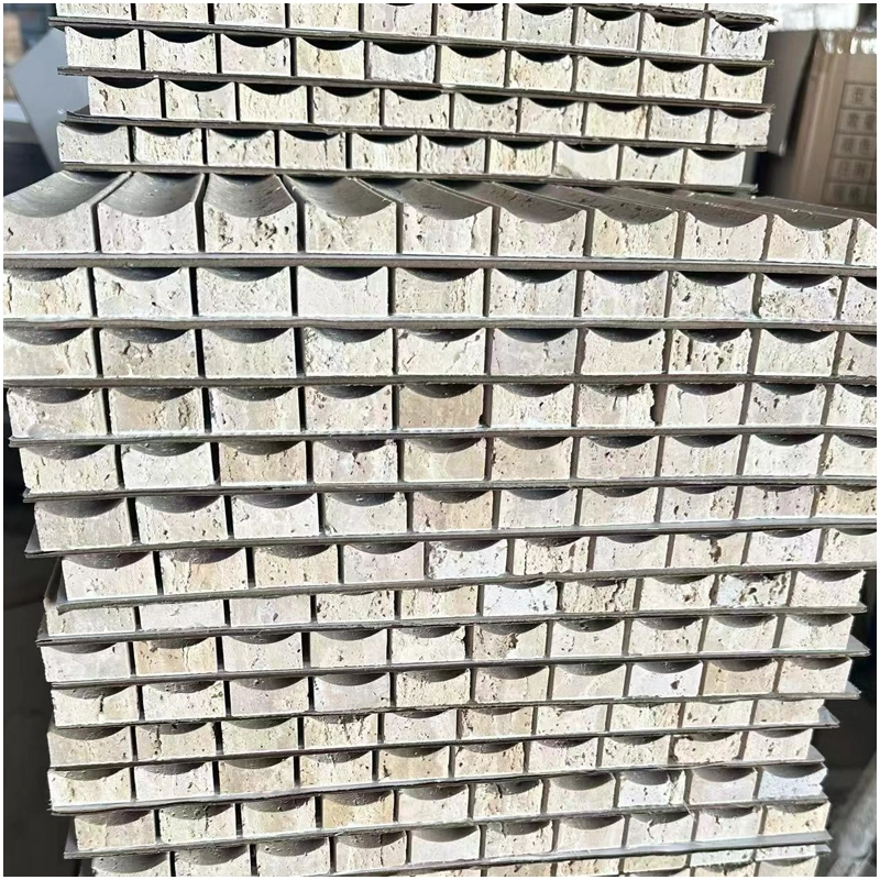 Concave Travertine Mosaic Wall Tiles