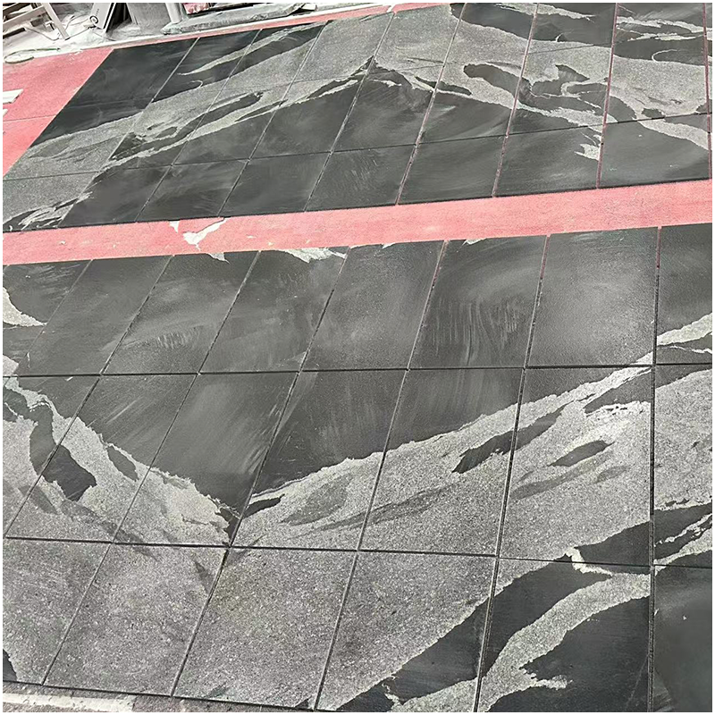 Python Black Granite Leathered Floor Tiles
