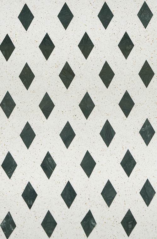 Terrazzo Medallion Tiles 20 Rhombus Green Marble Chip White Terrazzo FORUA