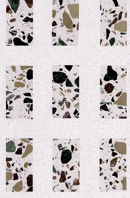 Terrazzo Medallion Tiles 11 White and Beige Travertine FORUA