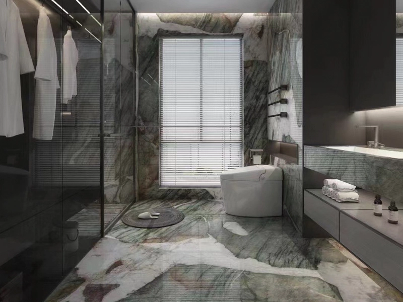 Trending Exotic Quartzite 33 Botanic Wave Green Quartzite Luxury Bathroom Floor and Wall
