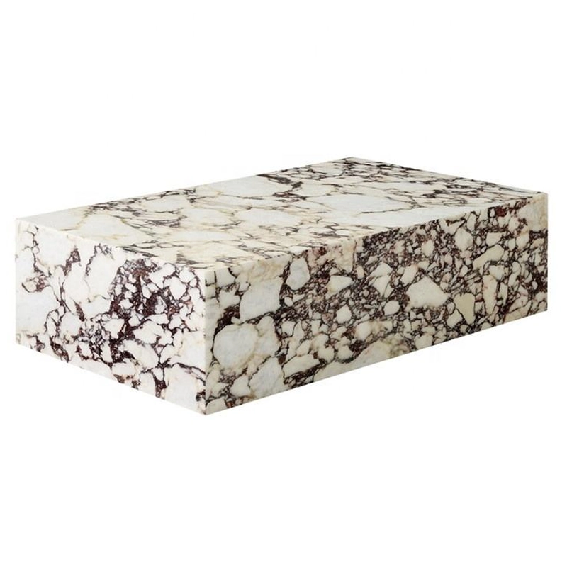 Stone Tables 1 Niedriger Sockeltisch aus Marmor Calacatta Viola