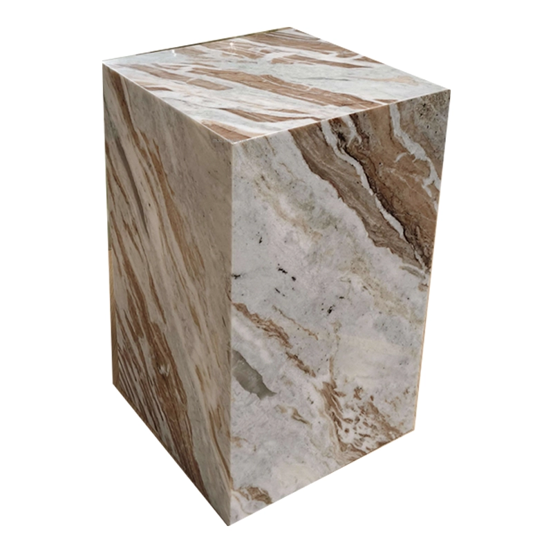 Stone Tables 71 Arabescato Rosso Marble Cube Plinth Tables
