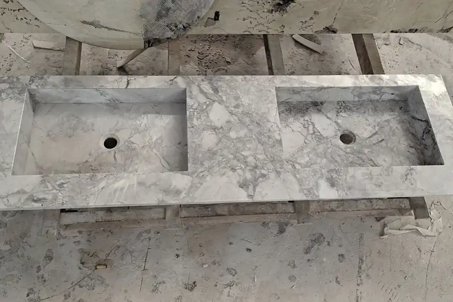 Super White Quartzite Double Sink Vanity Tops