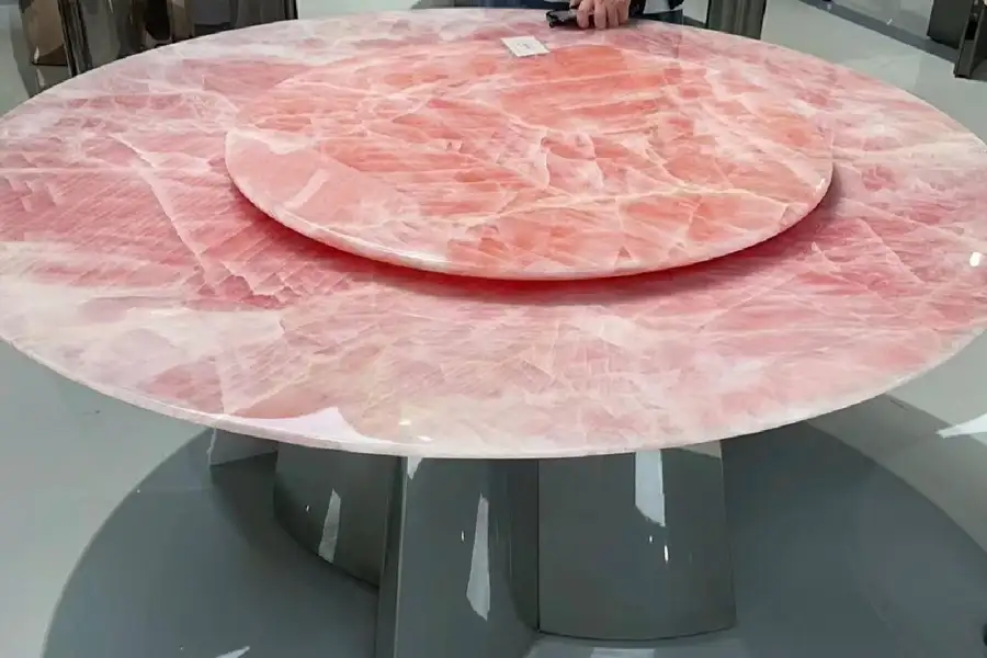 Cristallo Roze Kwartsiet Ronde Eettafels