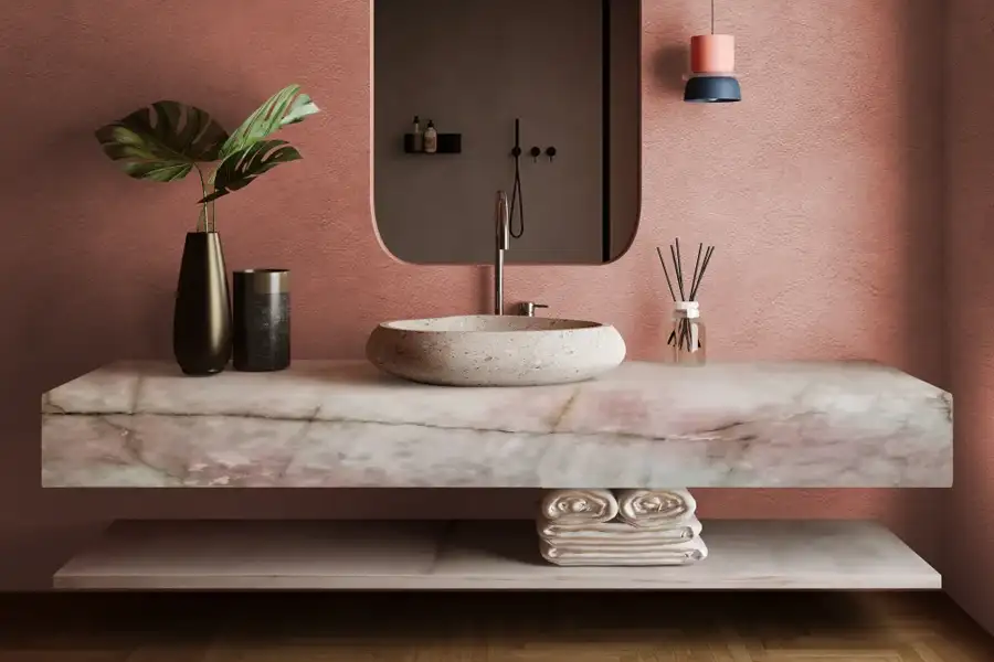 Cristallo Rozenkwartsiet Hangende Wastafelbladen Projecten