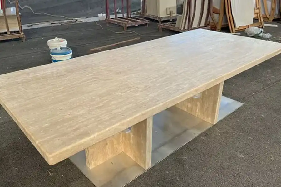 طاولات مستطيلة مستطيلة من الترافرتين البيج الإيطالي