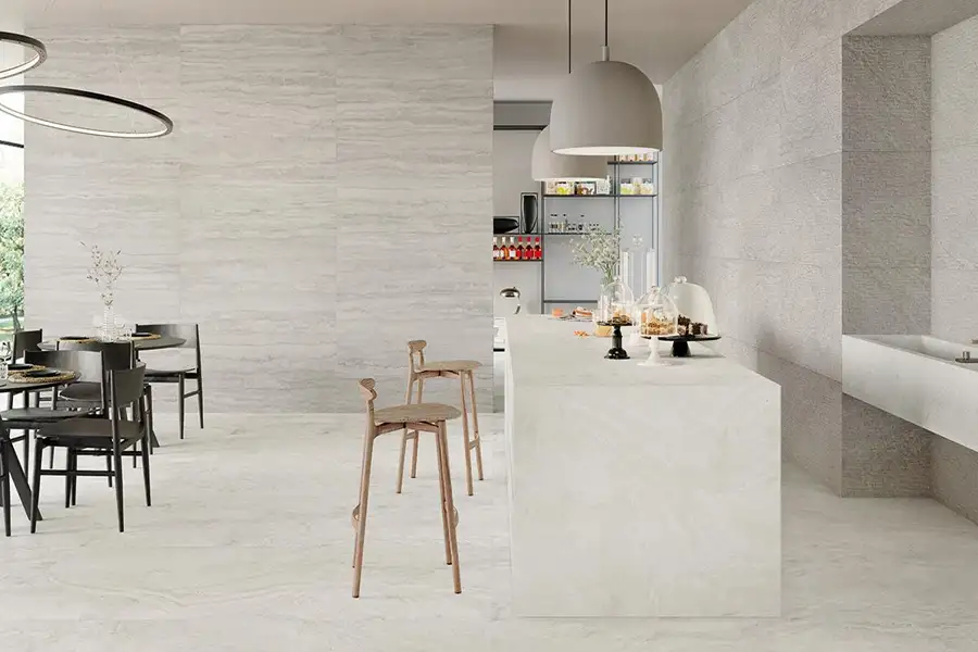 مشاريع فيلا ترافرتين أبيض عاجي من الداخل والخارج