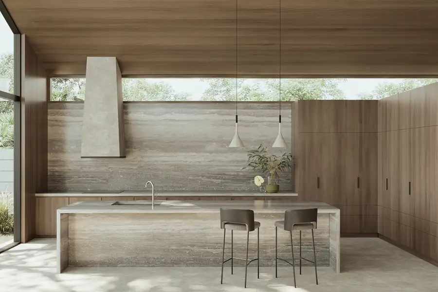 مشاريع المطابخ الفاخرة المصنوعة من الترافرتين الأزرق المحيطي