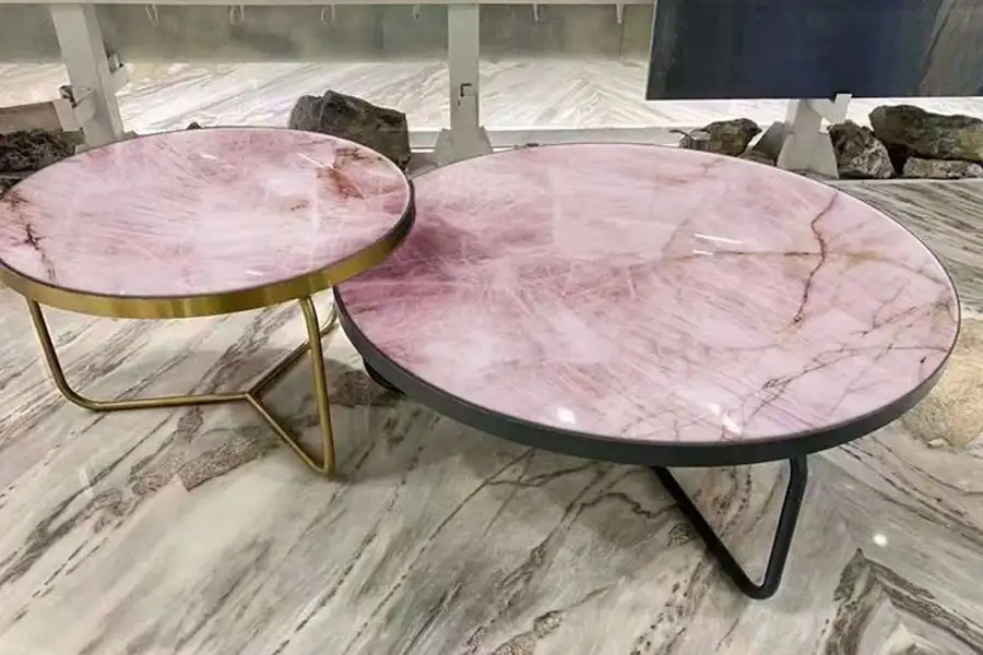 Roze Cristallo Kwartsiet Ronde Salontafels