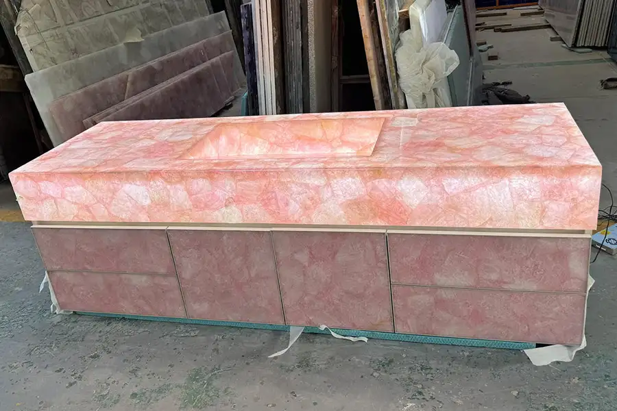 Roze Edelsteen Kwarts Backlit Vanity Tops