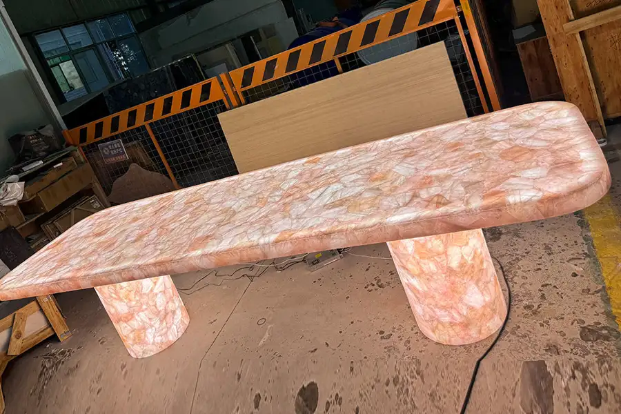 Roze Kwarts Edelsteen Eettafels