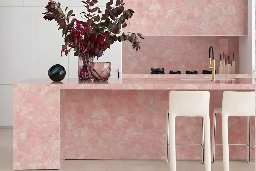 Roze Kristalkwarts Luxe Keuken Projecten
