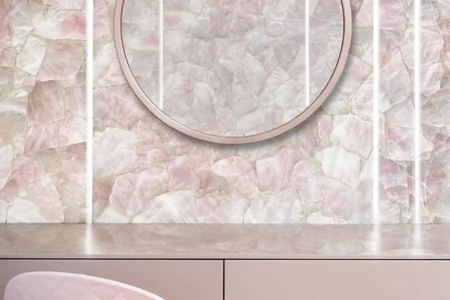 Semi Kostbaar Roze Kwarts Backlit Muurprojecten