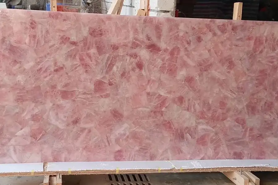 Semi Kostbare Roze Kwarts Edelsteenplaat