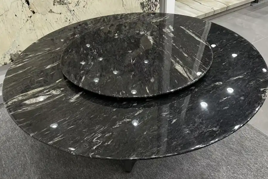 Belvedere Black Granite Round Dining Tables