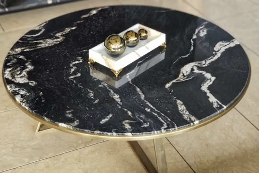 Titanium Black Granite Round Coffee Tables
