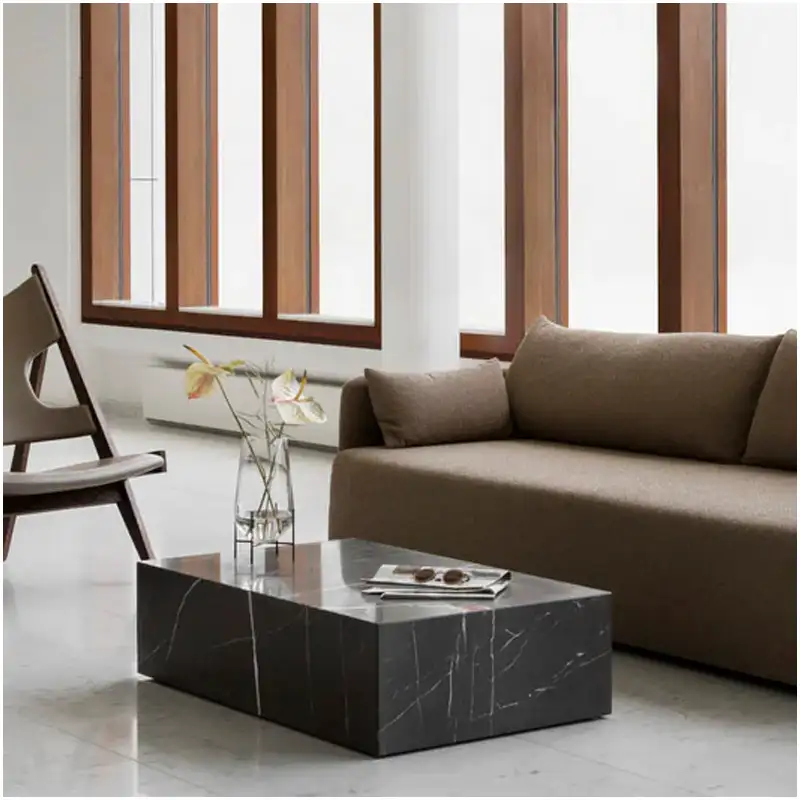 Black Marquina Marble Low Plinth Tables in Luxury Penthouse