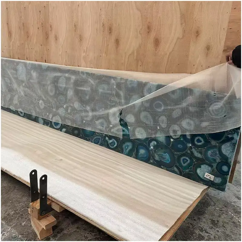 Blauer Achat Bar-Arbeitsplatten 2 Blauer Achat Halbedelstein Bar Tops