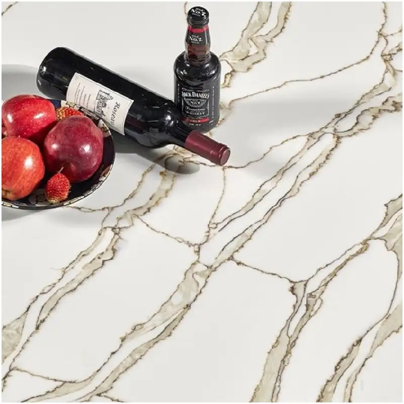 Bancadas de quartzo Calacatta Gold 1 Bancadas de quartzo dourado Calacatta para casas de luxo
