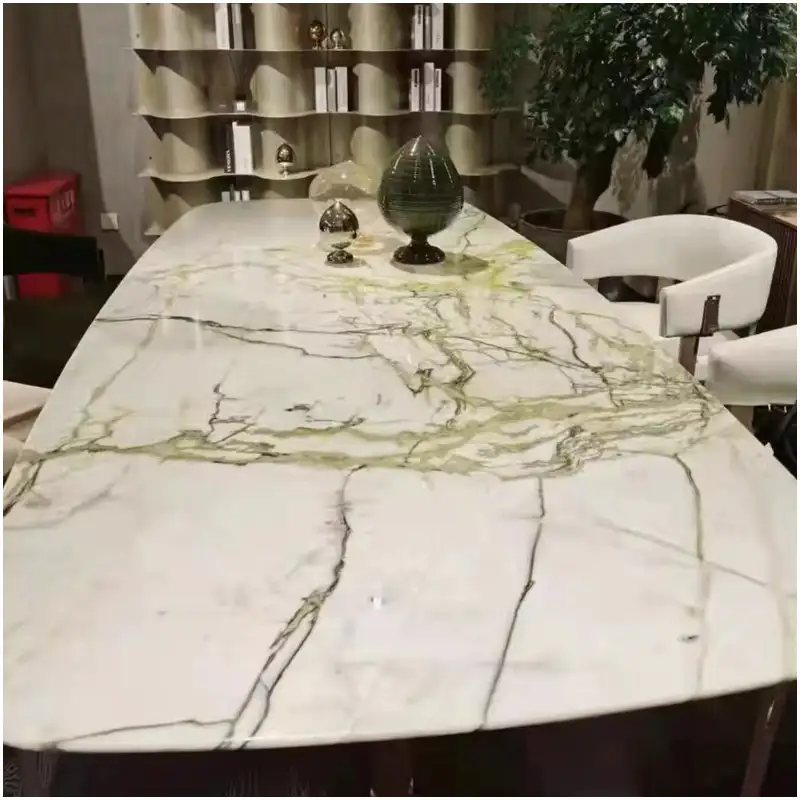 Calacatta Verde Marmer 1 Calacatta Verde Marmeren Eettafels Voor Thuis