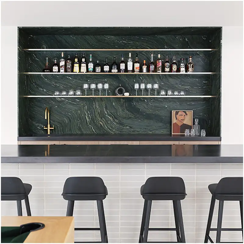 Yeşil Füzyon Kuvarsit 1 Green Fusion Kuvarsit Derili Özellikli Duvar Projeleri