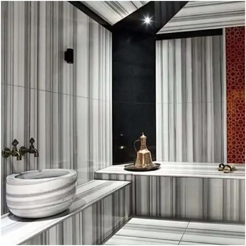 Marmara Equator Marble 1 Proyek Kamar Mandi Mewah Marmer Putih Khatulistiwa Marmara