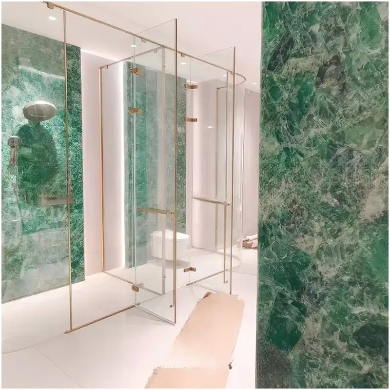 Emerald Green Fluorite in a luxury bathroom application