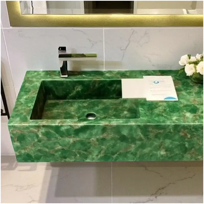 Emerald Fluorite Basins 1 Emerald-Green-Fluorite-Integrated-Basins-in-Luxury-Bathroom