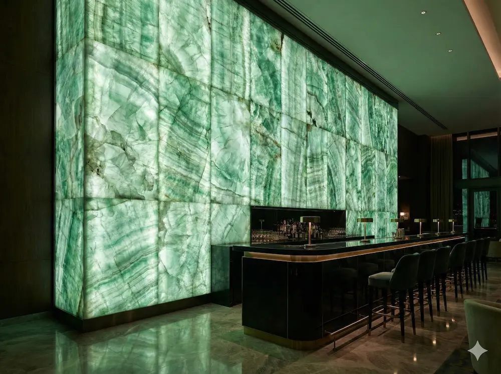 emerald-green-fluorite-backlit-bar-wall-decor