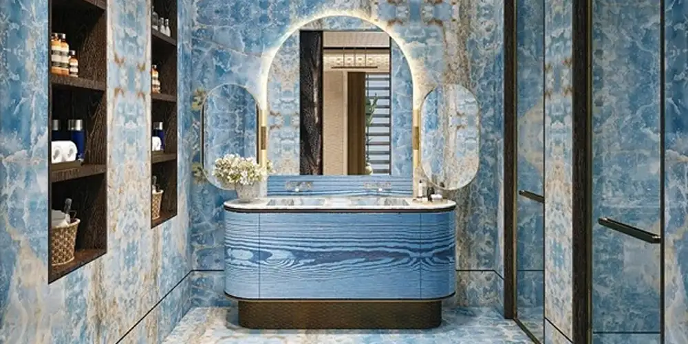 High-end-Villa-Bathroom-Blue-Onyx-Wall-Projects