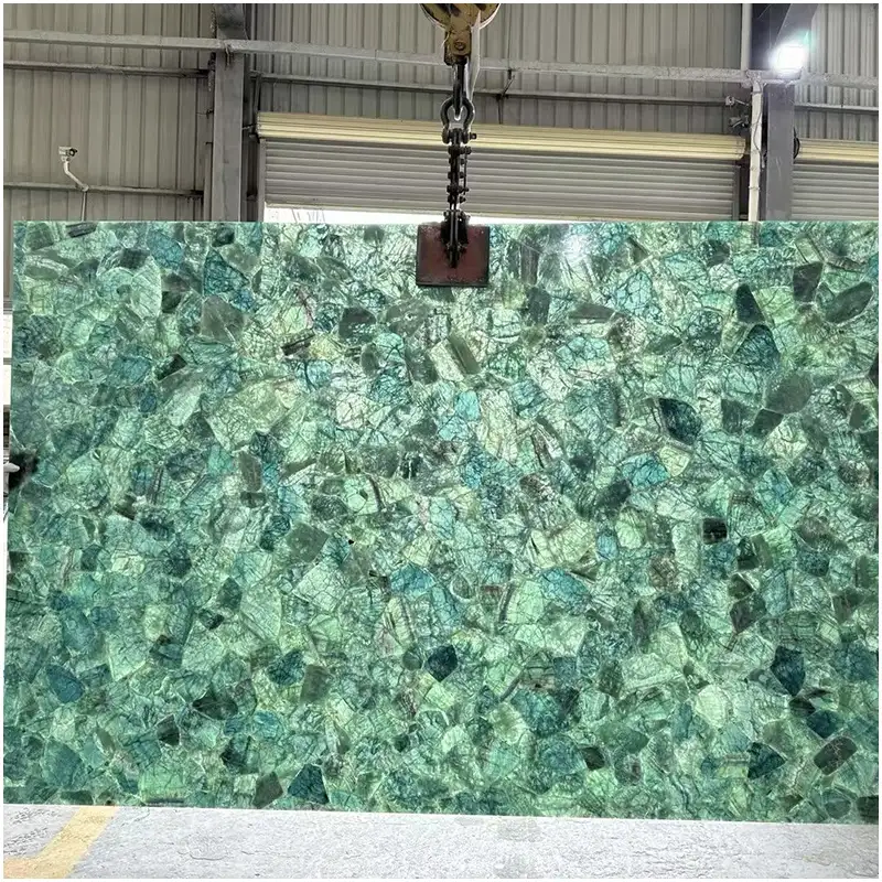 Lajes de Pedra Preciosa Verde-Esmeralda-Fluorita