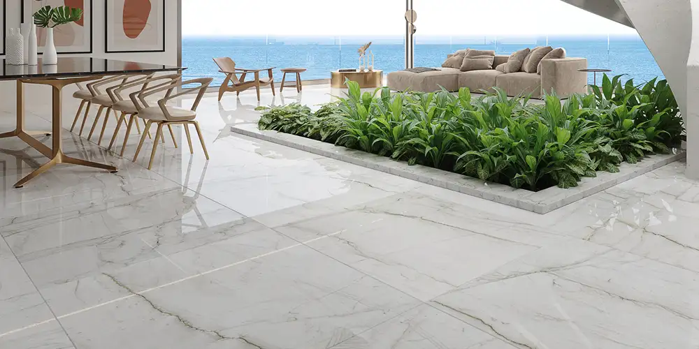 Proyectos de suelo de villa de cuarcita blanco Monte-Bianco