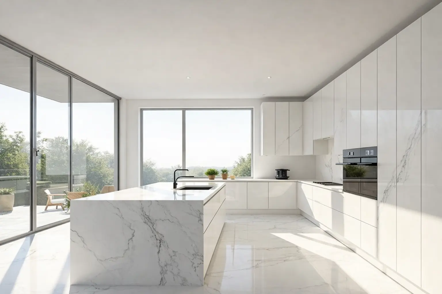 Wit marmeren keuken