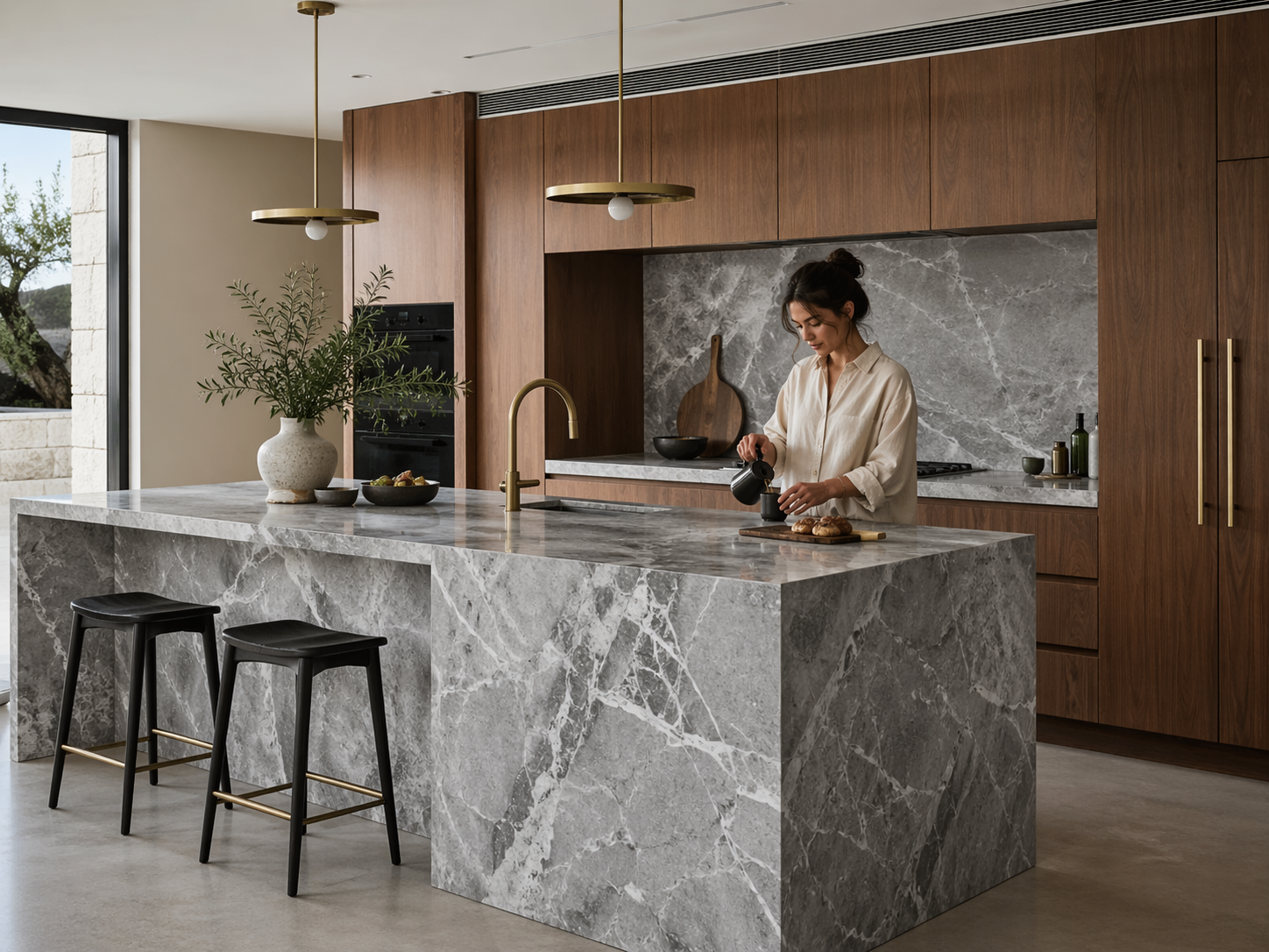 comptoirs de cuisine en marbre gris