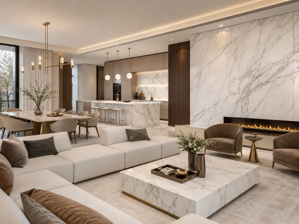 Các ứng dụng trong nhà từ đá cẩm thạch trắng