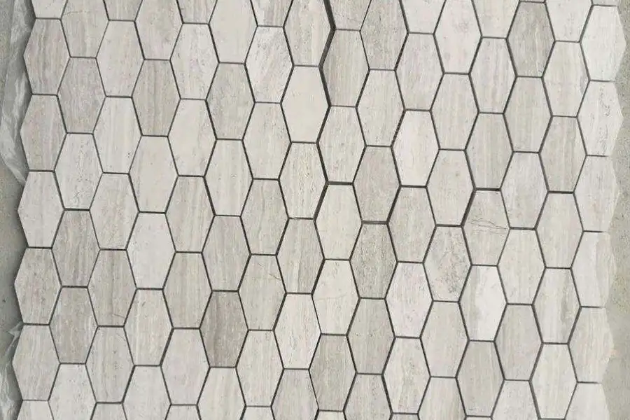 Wooden-White-Marble-Elongated-Hexagon-Mosaic