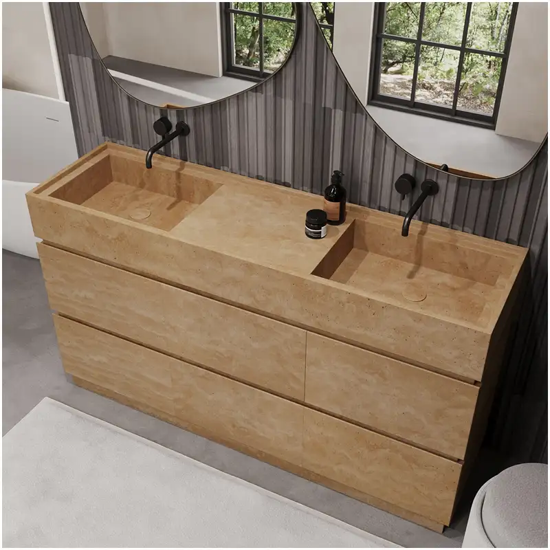Beige-Travertine-Floor-Standing-Vanity-Cabinet-Countertop-Designs